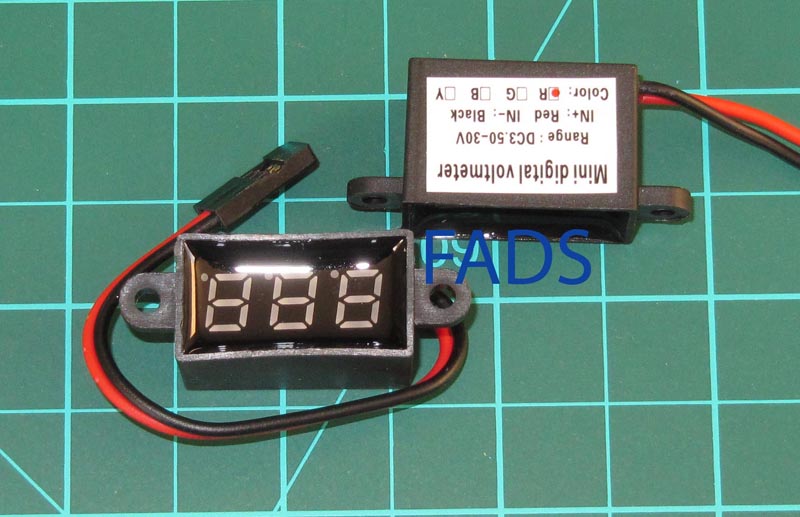 Waterproof Mini Digital Voltmeter (Red) with servo plug FADS Hobbies